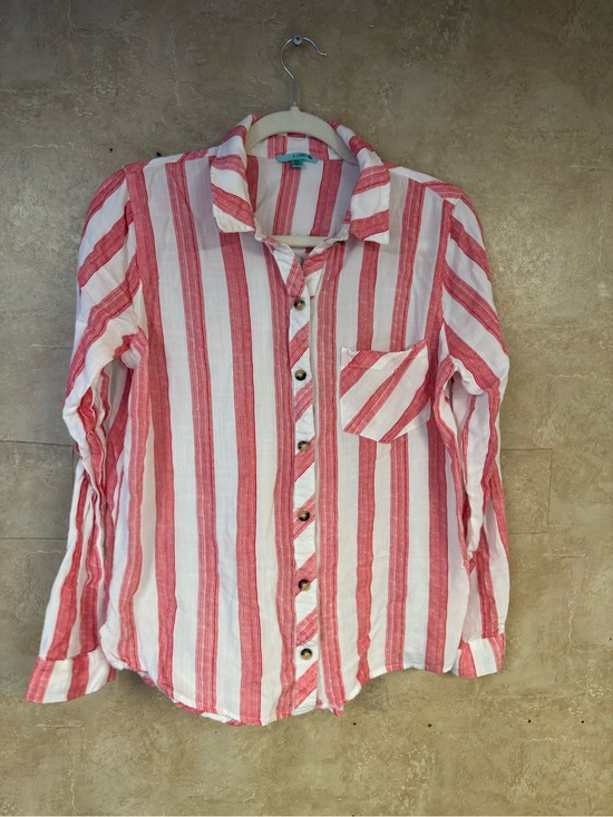 Tops - Preowned P.S. Kate Red and White Long Sleeve Top Size M Bust 19" Item #PHK7747